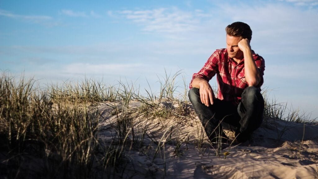 Man filled with self doubt